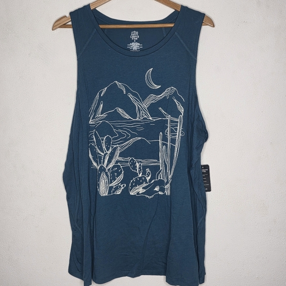torrid Tops - NEW Torrid Happy Camper Performance High Neck Tank Top Desert 4X Teal